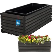 Donice - DONICZKA DONICA OGRODOWA SKRZYNKA DREWNIANA TARAS KWIATY ANTRACYT 44X20 CM - miniaturka - grafika 1