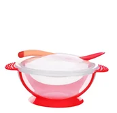 Miseczki i talerzyki dla dzieci - Zestaw Miseczka I Łyżka Do Nauki Jedzenia Z Kontrolą Temperatury Czerwony - miniaturka - grafika 1