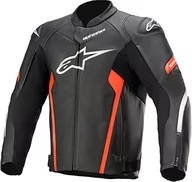 Odzież motocyklowa - Alpinestars Faster V2 Leather Jacket Black/Fluo Red, 54 - miniaturka - grafika 1