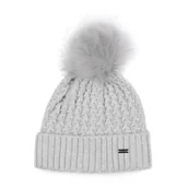 Czapki damskie - Damska czapka o splocie w drobny wzór szara - miniaturka - grafika 1