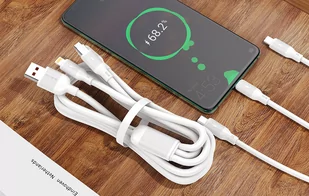 Kabel 3w1 USB do USB-C / Lightning / Micro USB Foneng X80, 100W, 1.2m (biały) - Kable - miniaturka - grafika 3