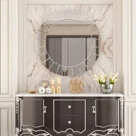 Lustra - WISFOR Okrągłe lustro 80cm, nowoczesne lustro ścienne dekoracyjne lustro o luksusowym designie, lustro do makijażu lustro łazienkowe salon łazienka przedpokój, szkło - miniaturka - grafika 1