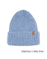 Czapki damskie - SOWA - duża puchata wełniana czapka błękitny - miniaturka - grafika 1