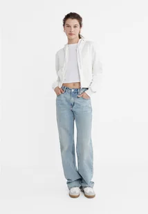 Stradivarius Krótka bluza rozpinana  Ecru XS - Bluzy damskie - miniaturka - grafika 1