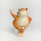 Figurki dekoracyjne - Figurka Dekoracyjna Ozdoba Rudy Kot Na Toalecie - miniaturka - grafika 1