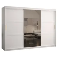 Szafy - Szafa przesuwna frezowana ryflowna trzydrzwiowa garderoba do mieszkania Ramiro 2 250 czarna biała - miniaturka - grafika 1