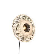Lampy ścienne - QAZQA Orientalny kinkiet rattanowy 35 cm z wtyczką - Rina - miniaturka - grafika 1