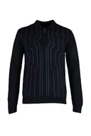 Bluzy męskie - Trendyol Męska bluza polo z dekoltem w kwiaty, wąski, granatowy, XXL, granatowy, XXL - miniaturka - grafika 1