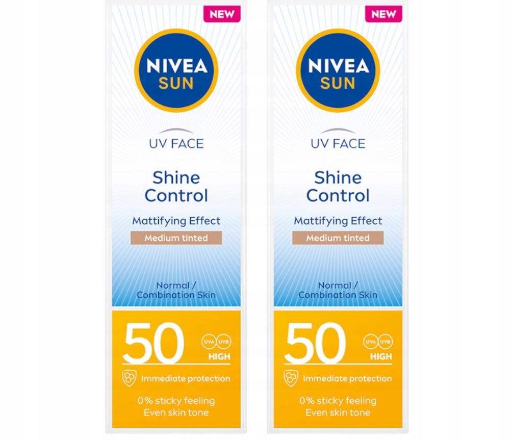 Nivea Sun Matujący krem do twarzy z filtrem uv SPF50 matujący 50ml x 2