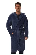 Szlafroki męskie - Szlafrok męski Hood niebieski z haftem XL - miniaturka - grafika 1