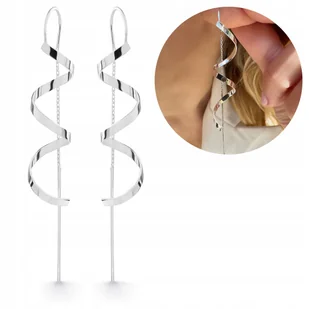 Kolczyki przeciągane srebrne długie wiszące piękne srebro 925 - Kolczyki - miniaturka - grafika 1