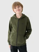 Bluzy dla chłopców - 4F Bluza dresowa rozpinana z kapturem chłopięca - khaki 122 (6-7 lat) - miniaturka - grafika 1