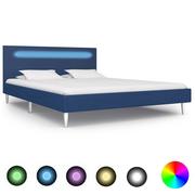Łóżka - vidaXL Rama łóżka z LED, niebieska, tapicerowana tkaniną, 140 x 200 cm - miniaturka - grafika 1