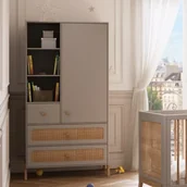 Szafy i szafki dla dzieci - Szafa szara z rattanem Lune Marelia - miniaturka - grafika 1