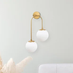 Opviq Lampa ścienna Jewel 10585 kolor złoty, szkło opalowe 55 x 30 cm 2-punktowa. - Lampy ścienne - miniaturka - grafika 1