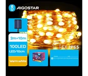 Lampy ogrodowe - Aigostar - LED Solarny łańcuch bożonarodzeniowy 100xLED/8 funkcji 12m IP65 ciepła biel - miniaturka - grafika 1