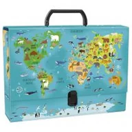 Teczki i skoroszyty - Derform Teczka twarda z rączką mapa Świata Zwierzęta - miniaturka - grafika 1
