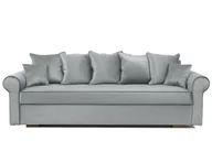 Sofy i kanapy - Sofa rozkładana VIVIA, sofa z funkcją spania i podstawą do spania, sofa rozkładana, sofa rozkładana z chromowanymi nóżkami, sofa w kolorze: jasnoszary, tkanina welurowa - miniaturka - grafika 1