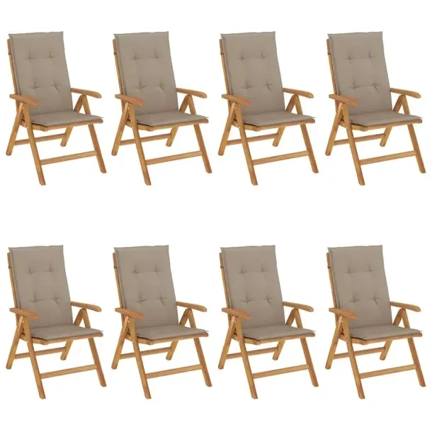 Rozkładane krzesło ogrodowe z poduszkami taupe 60 x 74,5 x 104 cm