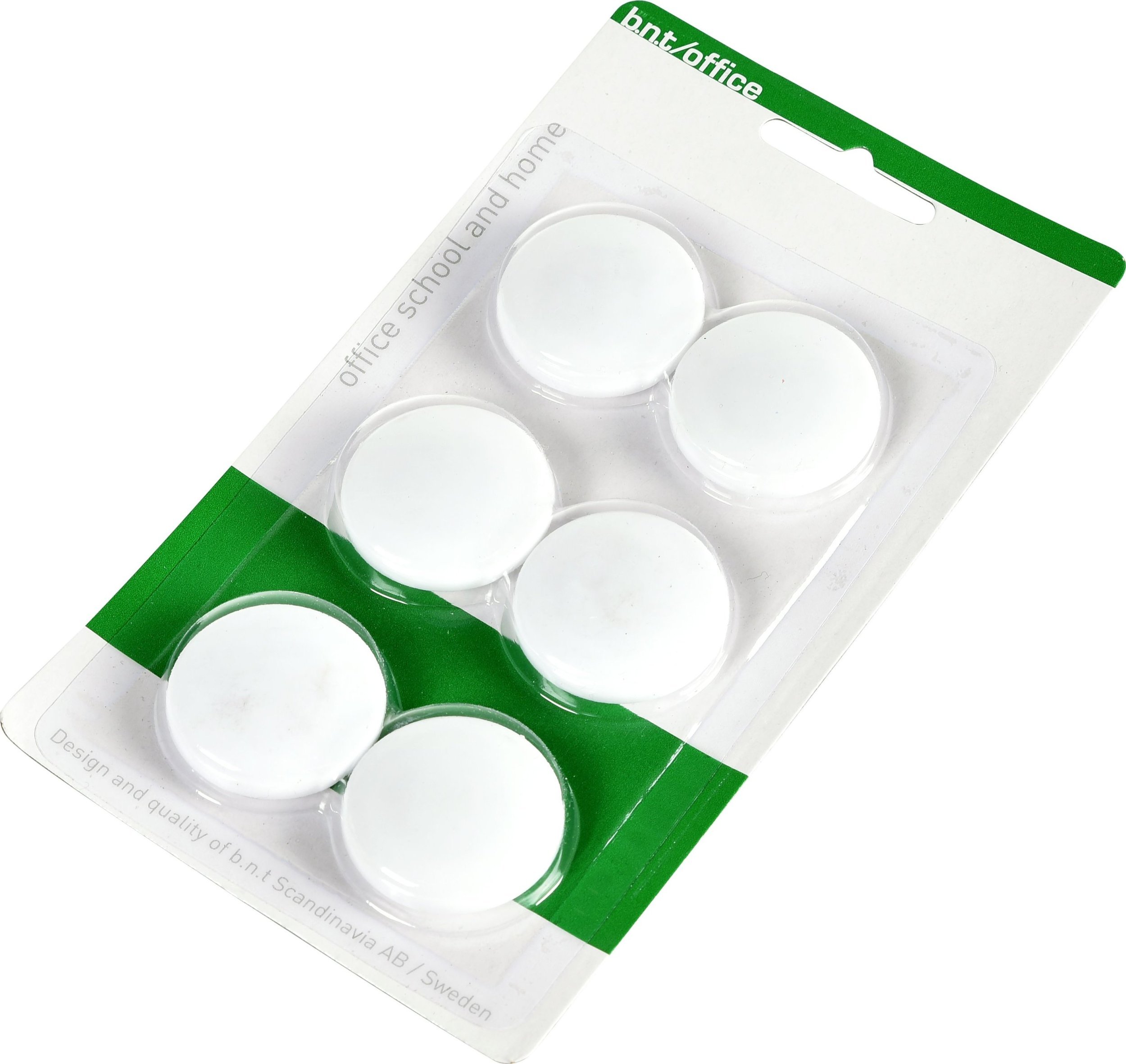 Stickn Magneter bnt hvid Ø30mm blister 6stk/pak - 6 stk.