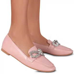 Buty Mokasyny Damskie Skórzane Avelana Różowe 38 - Mokasyny damskie - miniaturka - grafika 1