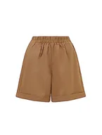 Spodenki damskie - BALOU Damskie bawełniane lniane szorty z wysokim stanem, karmelowe, UK 8, Karmel, 34 - miniaturka - grafika 1
