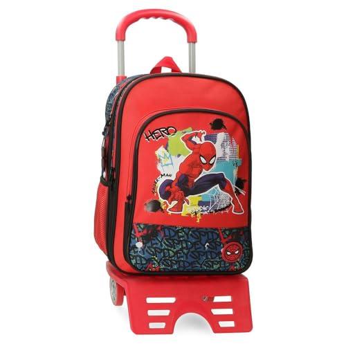 Joumma Marvel Spiderman Urban Plecak szkolny z wózkiem Czerwony 30 x 40 x 13 cm Poliester 15,6L, Czerwone, plecak szkolny na kółkach