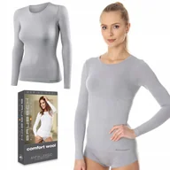 Koszulki i topy damskie - BRUBECK LS11610 koszulka damska termo WEŁNIANA XL - miniaturka - grafika 1