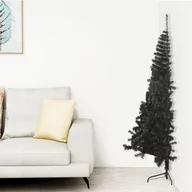 Choinki - vidaXL Sztuczna choinka połówka ze stojakiem, czarna, 240 cm, PVC - miniaturka - grafika 1