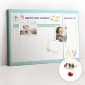 Tablice i flipcharty - Szkolna Tablica korkowa 60x40 cm, Kolorowe Pinezki, wzór Planer posiłków - miniaturka - grafika 1