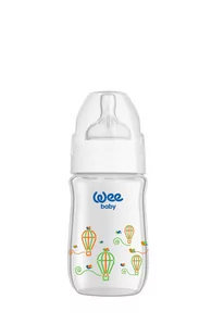 WEE BABY BUTELKA ŻAROODPORNA Z SZEROKĄ SZYJKĄ 180ML 0M+ BIAŁA - Butelki dla niemowląt - miniaturka - grafika 1