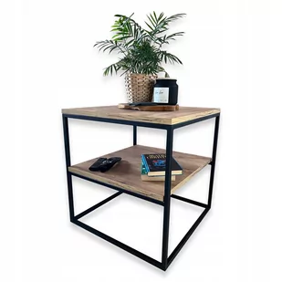 STOLIK KAWOWY, NOCNY POMOCNICZY 50x50x52 STYL INDUSTRIALNY  Loft  z dodatkową półką w połowie wysokości - Ławy i stoliki kawowe STOLIK KAWOWY, NOCNY POMOCNICZY 50x50x52 STYL INDUSTRIALNY  Loft  z dodatkową półką w połowie wysokości - Ławy i stoliki kawowe - miniaturka - grafika 1