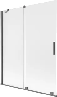 Mexen Velar parawan nawannowy 2-skrzydłowy rozsuwany 140 x 150 cm, szron, gun metal - 896-140-000-31-95 - Parawany nawannowe - miniaturka - grafika 1