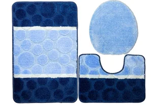 Komplet 3-częściowy Łazienkowy Siena Blue Niebieski Kropki Paski-KOMPLET - Dywaniki łazienkowe - miniaturka - grafika 1