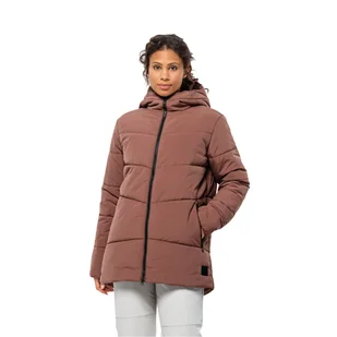 Damski płaszcz zimowy Jack Wolfskin KAROLINGER LONG JKT W wild ginger - XS - Kurtki damskie - miniaturka - grafika 1