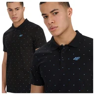 Koszulki męskie - Koszulka polo męska 4F 4FWSS25TPTSM703-20S Czarny Roz. 3XL - miniaturka - grafika 1