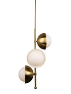 Lampy sufitowe - Tolo V3 - 3 mleczne kule - nowoczesna lampa wisząca złoty mosiądz mleczna kula - miniaturka - grafika 1