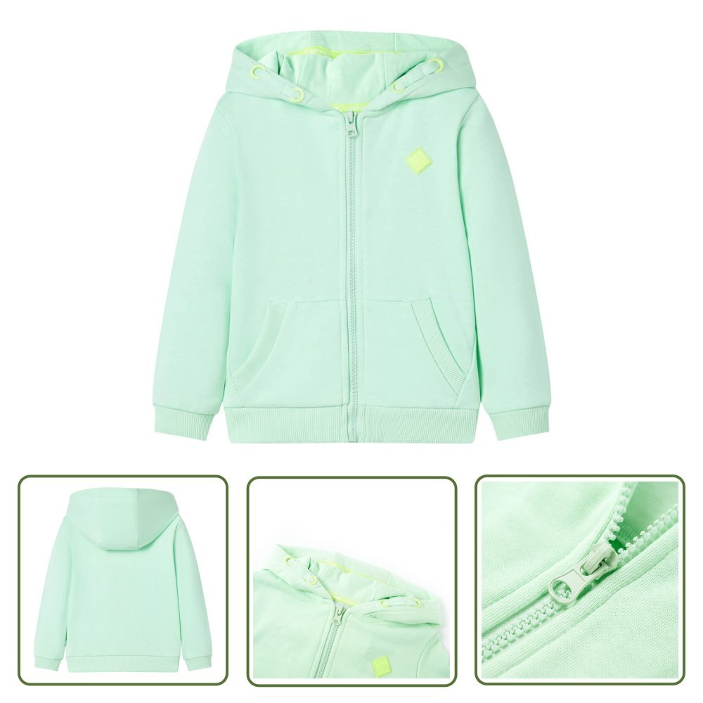 Bluza dziecięca z kapturem i zapięciem na zamek - jasna zieleń - 128 - Bluza Dziecięca