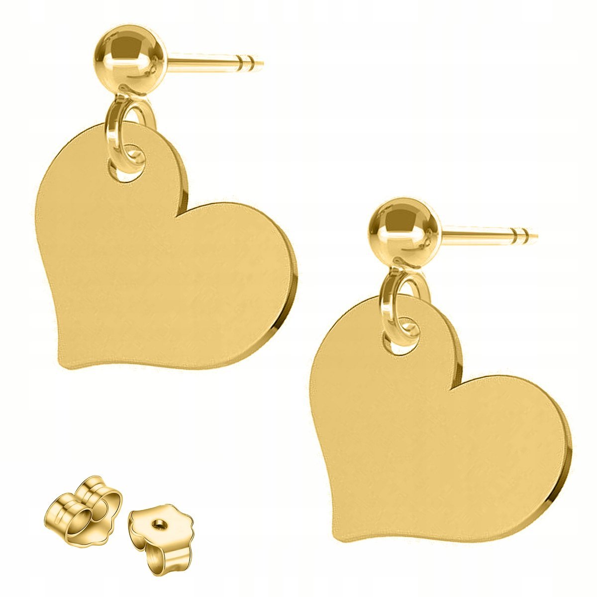 Złote Kolczyki Serca Serduszka Heart Blaszki Serce Serduszko SREBRO 925