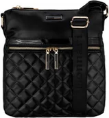 Torebki damskie - TOREBKA CZARNA LISTONOSZKA MONNARI PIKOWANA LOGO KIESZONKI - miniaturka - grafika 1