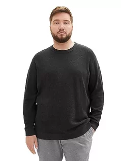 Swetry męskie - TOM TAILOR Plussize sweter męski, 10617-Black Grey Melange, XXL - grafika 1