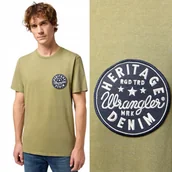 Koszulki męskie - Wrangler GRAPHIC TEE Dusty Olive ZIELONA BAWEŁNIANA KOSZULKA T-SHIRT LOGO S - miniaturka - grafika 1