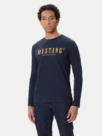 Koszulki męskie - Mustang Longsleeve Asheville 1016873 Granatowy Regular Fit - miniaturka - grafika 1