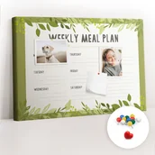 Tablice i flipcharty - Szkolna Tablica korkowa 60x40 cm, Kolorowe Pinezki, wzór Tygodniowy jadłospis - miniaturka - grafika 1