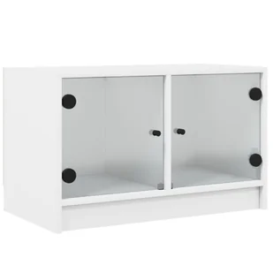 vidaXL Szafka pod telewizor ze szklanymi drzwiami biała 68x37x42 cm - Szafki RTV - miniaturka - grafika 1