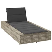 Leżaki ogrodowe - vidaXL Leżak z poduszką pływającą Jasnoszary polirattan - miniaturka - grafika 1