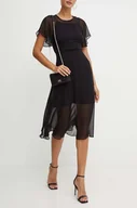 Sukienki - Armani Exchange sukienka kolor czarny midi rozkloszowana 6DYA08 YN1VZ - miniaturka - grafika 1