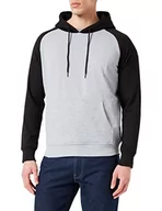 Bluzy męskie - Build Your Brand Męska bluza z kapturem Basic Raglan Hoody, bluza z kapturem dla mężczyzn z kolorystycznie kontrastującymi rękawami dostępna w wielu kolorach, rozmiary XS - 5XL, szary/czarny, S - miniaturka - grafika 1