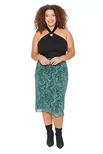 Trendyol Damska damska mini ołówkowa dzianinowa spódnica plus size, zielona, 5XL, ZIELONY - Spódnice - miniaturka - grafika 1