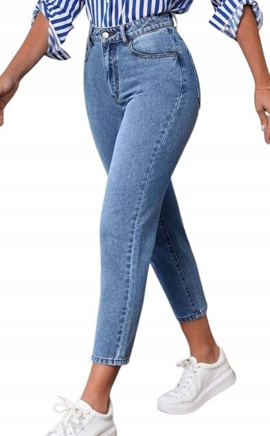 SHEIN SPODNIE JEANSOWE 7/8 NIEBIESKIE PROSTE CASUAL 32 1JC